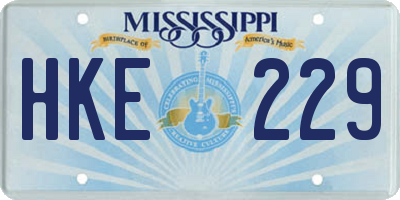 MS license plate HKE229
