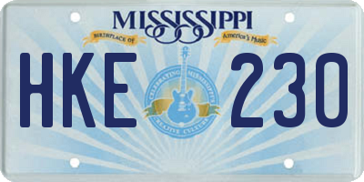 MS license plate HKE230