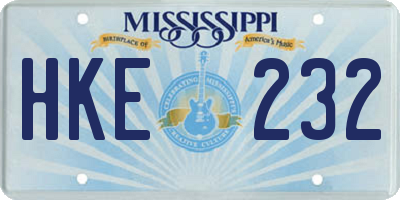 MS license plate HKE232