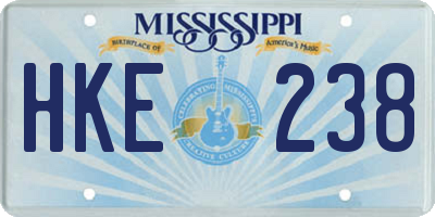 MS license plate HKE238