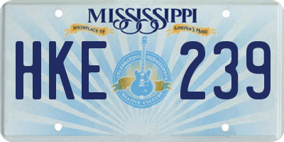 MS license plate HKE239