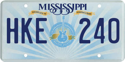 MS license plate HKE240