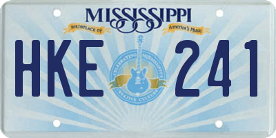 MS license plate HKE241