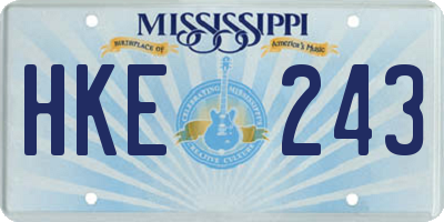 MS license plate HKE243