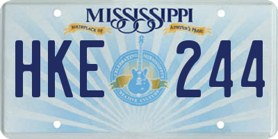 MS license plate HKE244
