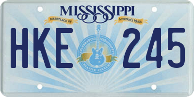 MS license plate HKE245