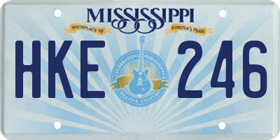 MS license plate HKE246