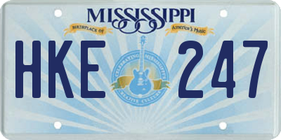 MS license plate HKE247