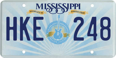 MS license plate HKE248