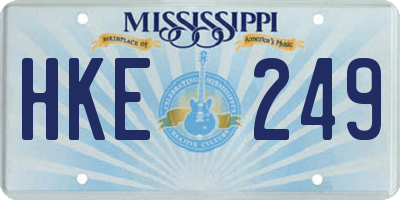 MS license plate HKE249