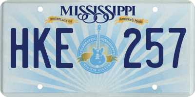 MS license plate HKE257