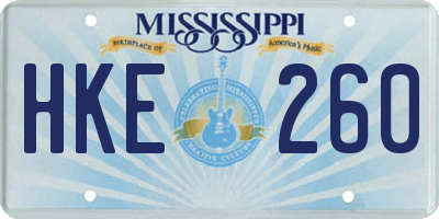 MS license plate HKE260