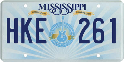 MS license plate HKE261