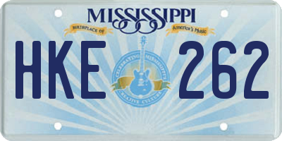 MS license plate HKE262