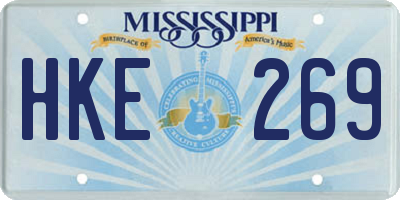 MS license plate HKE269