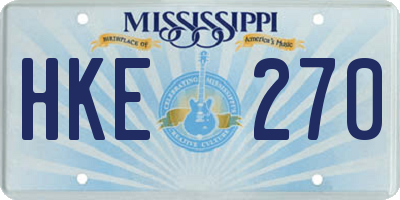 MS license plate HKE270