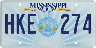MS license plate HKE274