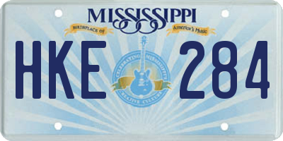MS license plate HKE284