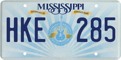 MS license plate HKE285