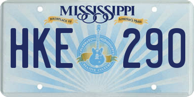 MS license plate HKE290