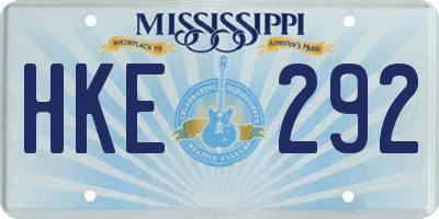 MS license plate HKE292