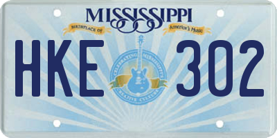 MS license plate HKE302