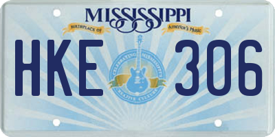 MS license plate HKE306