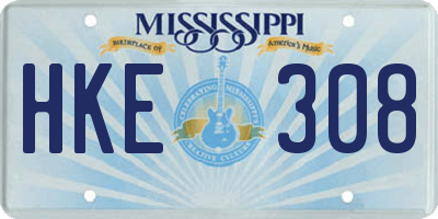 MS license plate HKE308