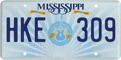 MS license plate HKE309