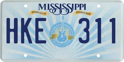 MS license plate HKE311