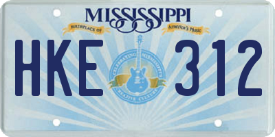 MS license plate HKE312