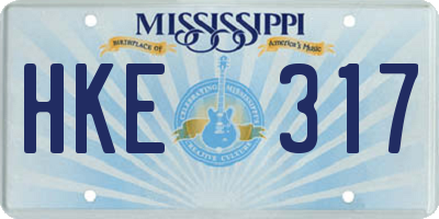 MS license plate HKE317