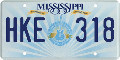 MS license plate HKE318