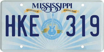 MS license plate HKE319