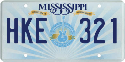 MS license plate HKE321