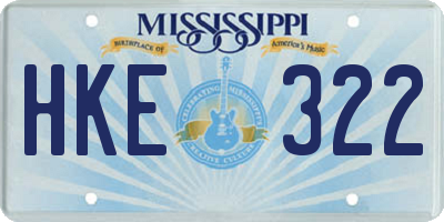 MS license plate HKE322