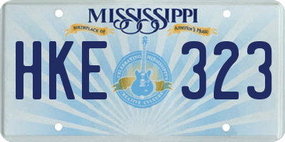 MS license plate HKE323
