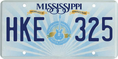 MS license plate HKE325