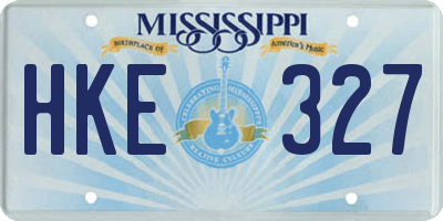 MS license plate HKE327
