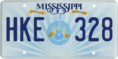 MS license plate HKE328