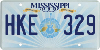 MS license plate HKE329
