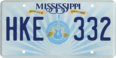 MS license plate HKE332