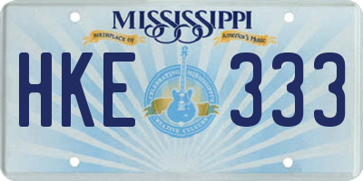MS license plate HKE333