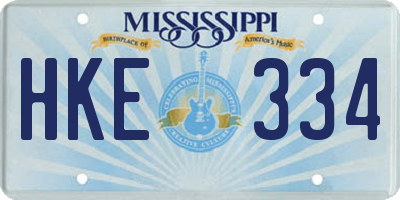 MS license plate HKE334