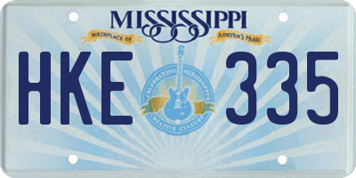 MS license plate HKE335