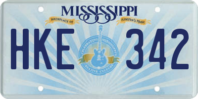 MS license plate HKE342