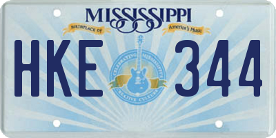 MS license plate HKE344