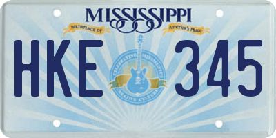 MS license plate HKE345