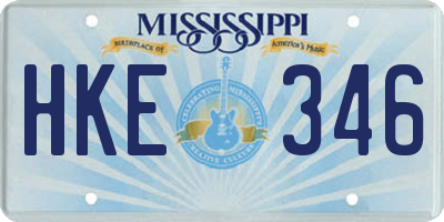 MS license plate HKE346