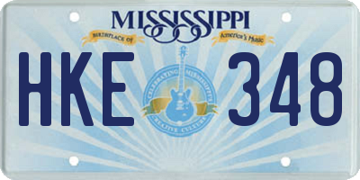 MS license plate HKE348